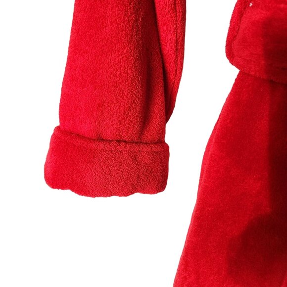 Ralph Lauren Bath Robe Red Plush Embroidered Logo Holiday 90s Home Alone - Picture 6 of 7